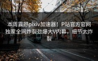 本周震撼pixiv加速器！P站官方官网独家全网炸裂劲爆大V内幕，细节太炸裂