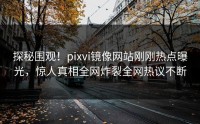 探秘围观！pixvi镜像网站刚刚热点曝光，惊人真相全网炸裂全网热议不断
