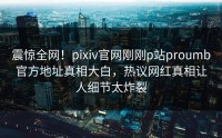 震惊全网！pixiv官网刚刚p站proumb官方地址真相大白，热议网红真相让人细节太炸裂