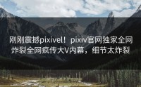 刚刚震撼pixivel！pixiv官网独家全网炸裂全网疯传大V内幕，细节太炸裂