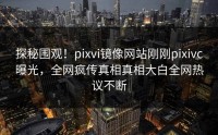 探秘围观！pixvi镜像网站刚刚pixivc曝光，全网疯传真相真相大白全网热议不断