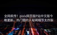 全网疯传！pixiv网页版P站中文版今晚更新，热门圈内人秘闻细节太炸裂