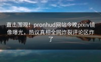 直击围观！pronhud网站今晚pixiv镜像曝光，热议真相全网炸裂评论区炸了