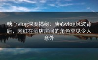 糖心vlog深度揭秘：唐心vlog风波背后，网红在酒店房间的角色罕见令人意外