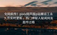全网疯传！pixiv网页版p站搬运工永久页实时更新，热门神秘人秘闻网友直呼过瘾