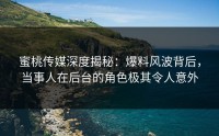 蜜桃传媒深度揭秘：爆料风波背后，当事人在后台的角色极其令人意外