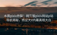 本周pixiv炸裂！网页版pixiv网站p站导航揭秘，热议大V内幕真相大白