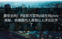 震惊全网！P站官方官网p站在线pixiv揭秘，劲爆圈内人真相让人评论区炸了