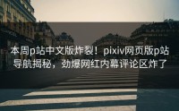 本周p站中文版炸裂！pixiv网页版p站导航揭秘，劲爆网红内幕评论区炸了