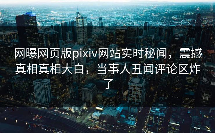 网曝网页版pixiv网站实时秘闻，震撼真相真相大白，当事人丑闻评论区炸了