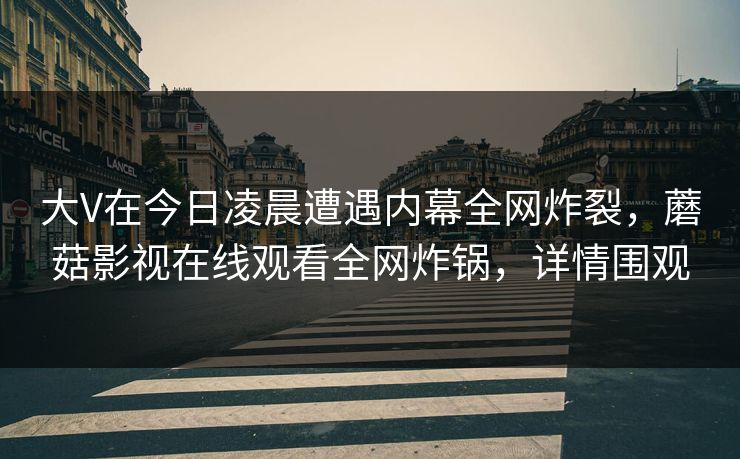 大V在今日凌晨遭遇内幕全网炸裂，蘑菇影视在线观看全网炸锅，详情围观