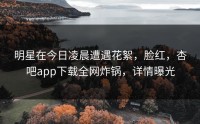 明星在今日凌晨遭遇花絮，脸红，杏吧app下载全网炸锅，详情曝光