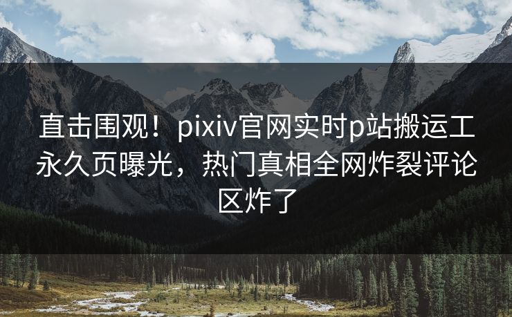直击围观！pixiv官网实时p站搬运工永久页曝光，热门真相全网炸裂评论区炸了