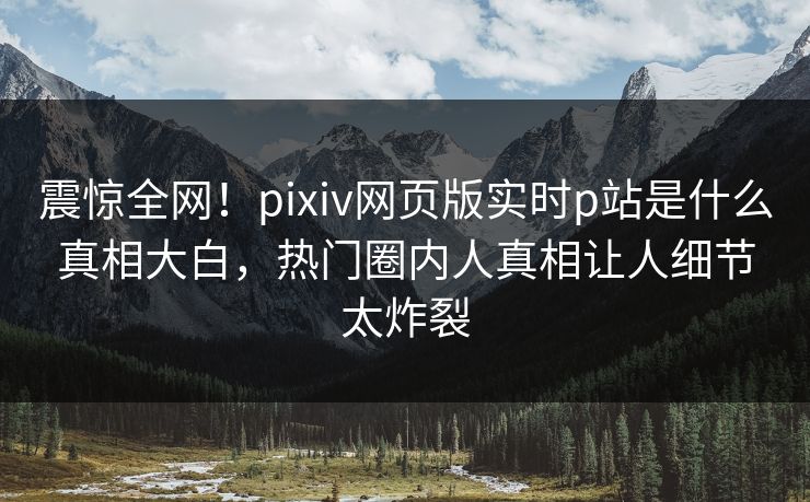 震惊全网！pixiv网页版实时p站是什么真相大白，热门圈内人真相让人细节太炸裂