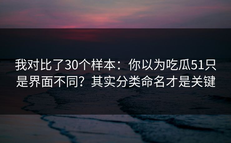 我对比了30个样本:你以为吃瓜51只是界面不同?其实分类命名才是关键 我对比了30个样本:你以为吃瓜51只是界面不同?其实分类命名才是关键