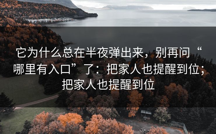它为什么总在半夜弹出来,别再问“哪里有入口”了:把家人也提醒到位;把家人也提醒到位 它为什么总在半夜弹出来,别再问“哪里有入口”了:把家人也提醒到位;把家人也提醒到位